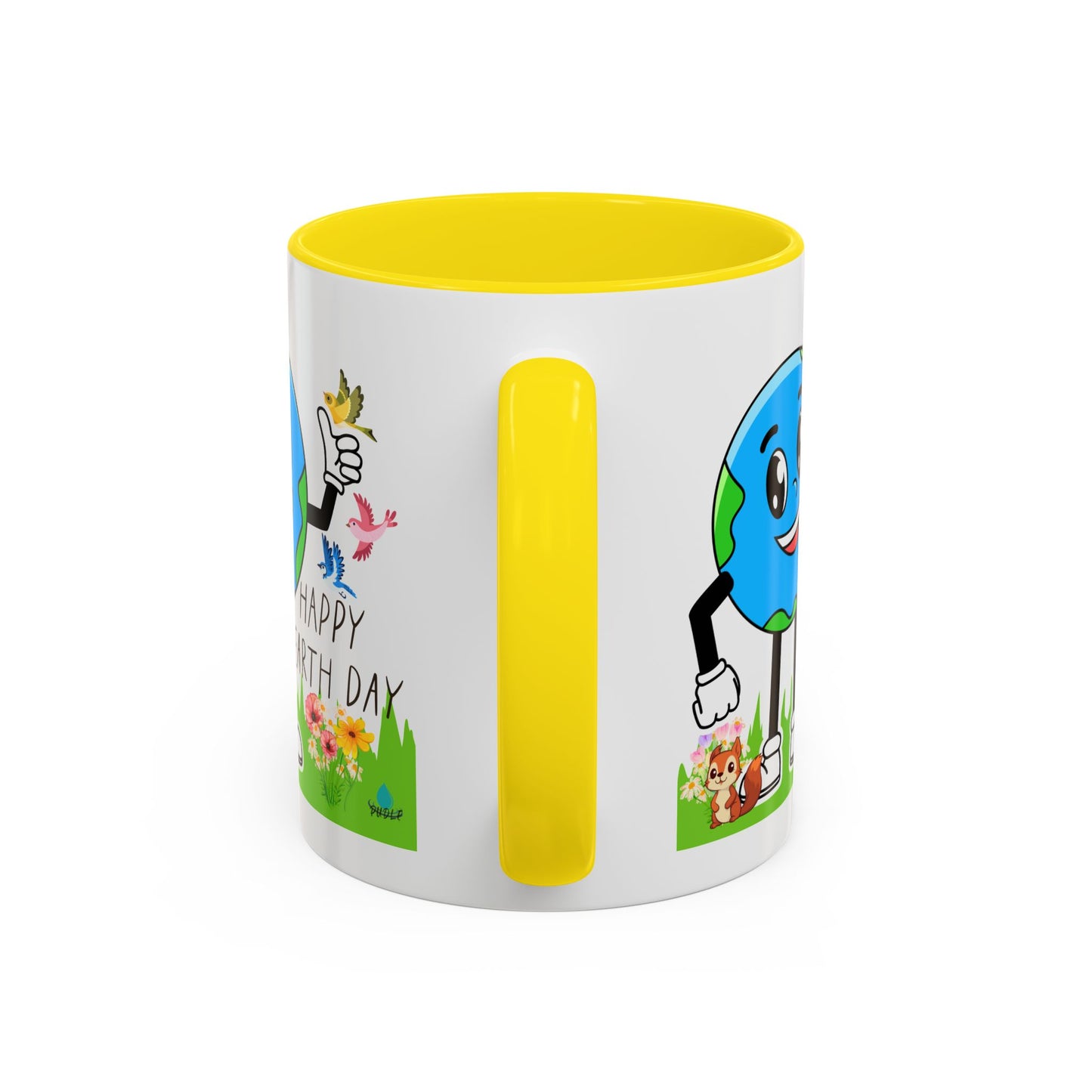 Happy Earth Day Squirrel & Birds Coffee Mug — Eco Accent Mug