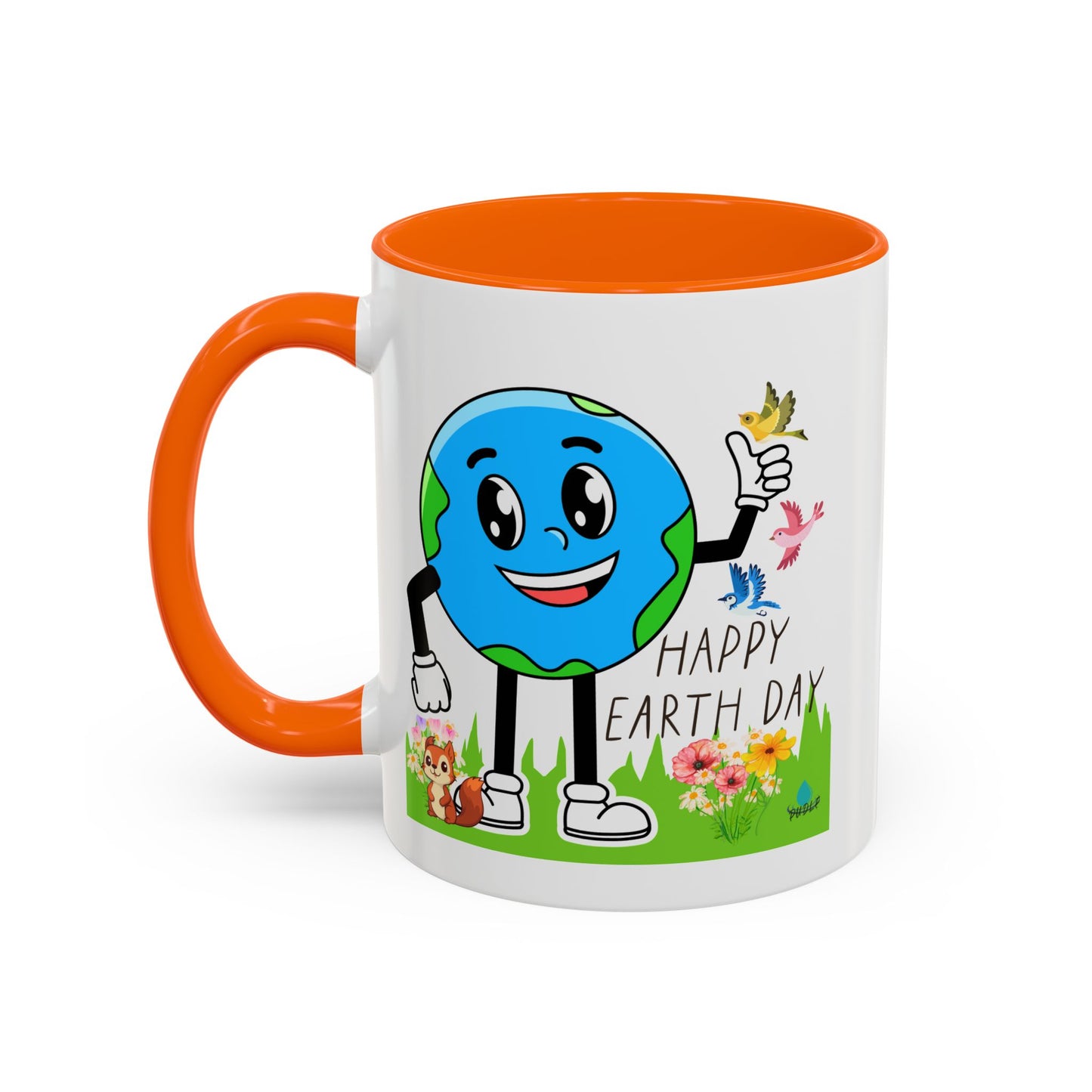 Happy Earth Day Squirrel & Birds Coffee Mug — Eco Accent Mug