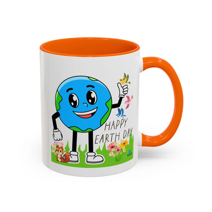 Happy Earth Day Squirrel & Birds Coffee Mug — Eco Accent Mug
