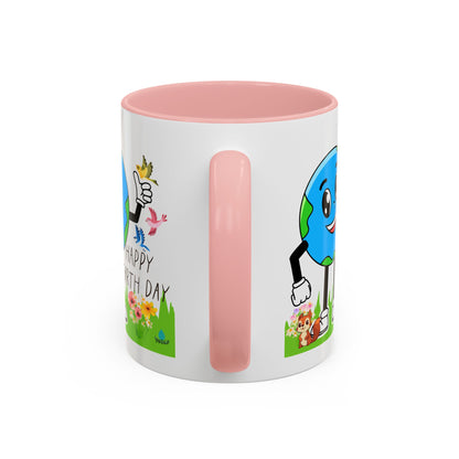 Happy Earth Day Squirrel & Birds Coffee Mug — Eco Accent Mug