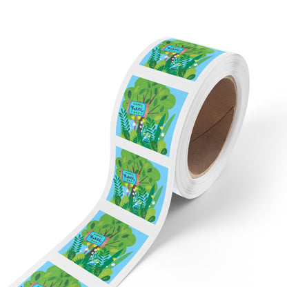Happy Earth Day Garden Square Sticker Roll — "Happy Earth Day" Eco Celebration Labels