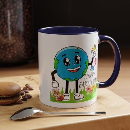 Happy Earth Day Squirrel & Birds Coffee Mug — Eco Accent Mug