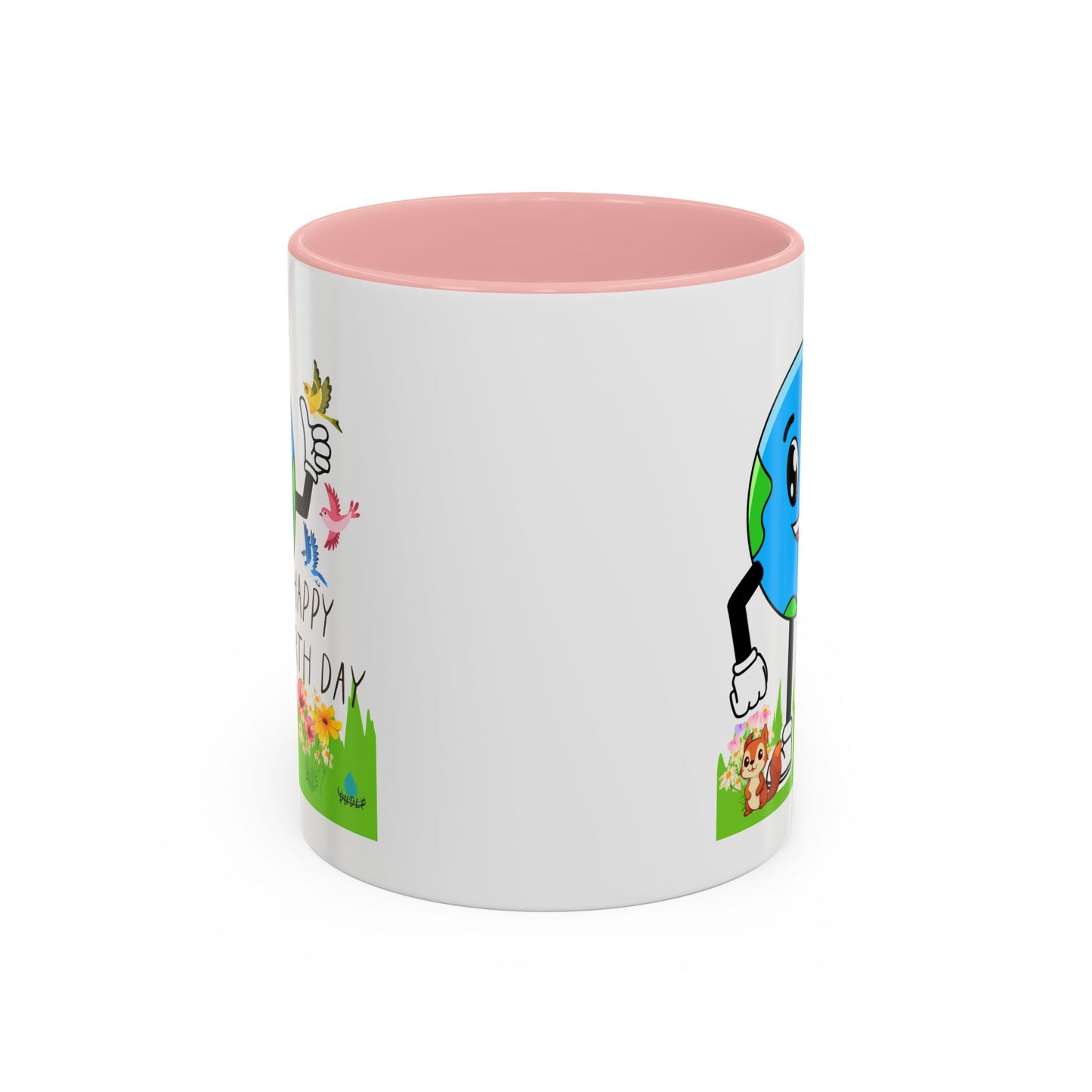 Happy Earth Day Squirrel & Birds Coffee Mug — Eco Accent Mug