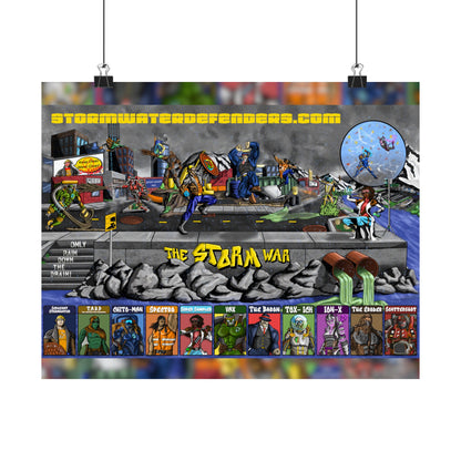 The Storm War - Stormwater Defenders Battle The Degraders Art - Satin Poster (210gsm)