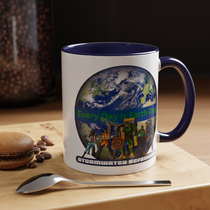 Earth Day Coffee Mug — “Every Day is Earth Day with the Stormwater Defenders” Eco Defender Accent Mug