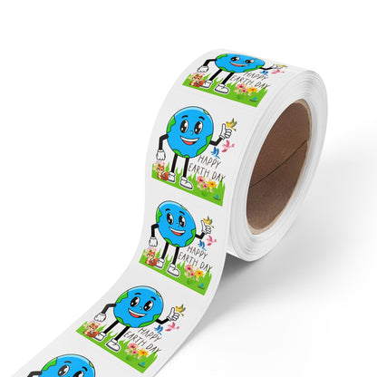 Happy Earth Day Squirrel & Birds - Square Sticker Roll — "Happy Earth Day" Eco Celebration Labels