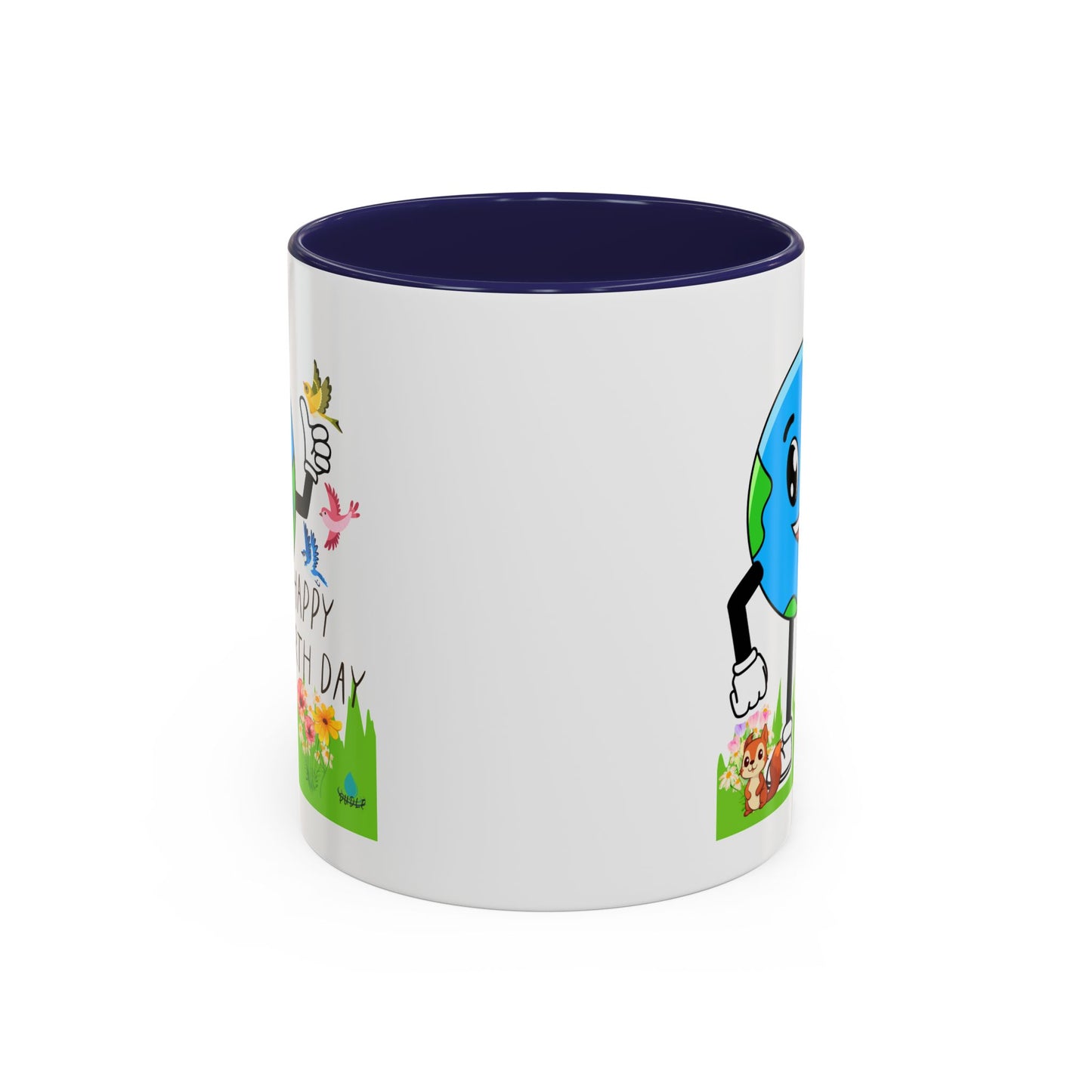 Happy Earth Day Squirrel & Birds Coffee Mug — Eco Accent Mug