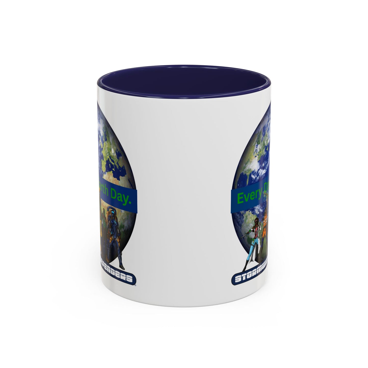 Earth Day Coffee Mug — “Every Day is Earth Day with the Stormwater Defenders” Eco Defender Accent Mug