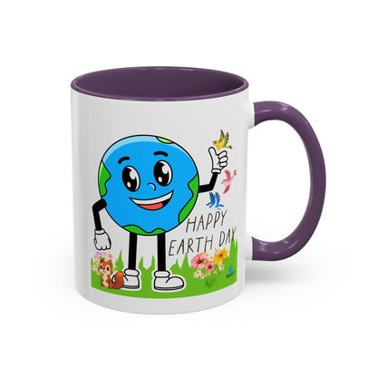 Happy Earth Day Squirrel & Birds Coffee Mug — Eco Accent Mug