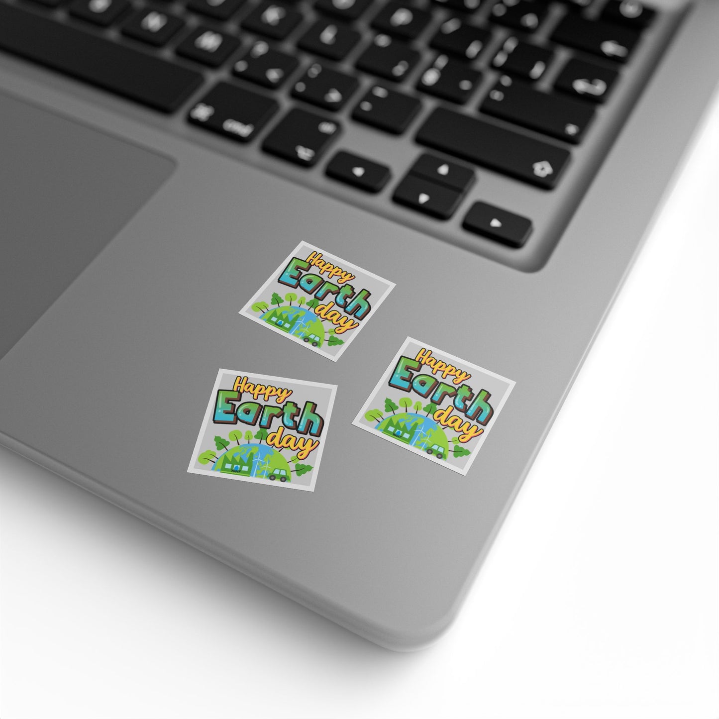 Happy Earth Day Square Sticker Roll — "Happy Earth Day" Eco Celebration Labels