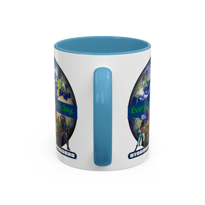 Earth Day Coffee Mug — “Every Day is Earth Day with the Stormwater Defenders” Eco Defender Accent Mug