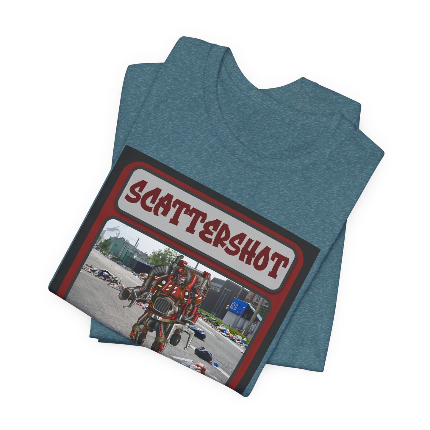 Scattershot Trading Card Graphic Tee - Fun Vintage Style T-Shirt for Casual Wear