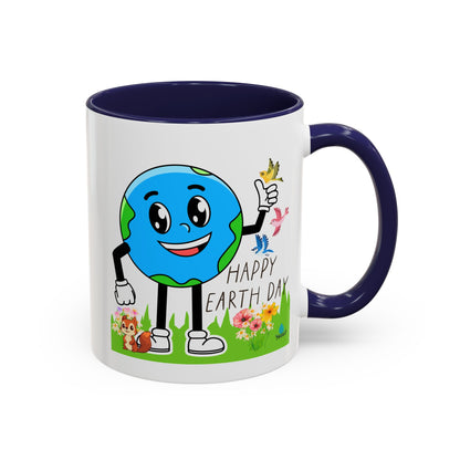 Happy Earth Day Squirrel & Birds Coffee Mug — Eco Accent Mug