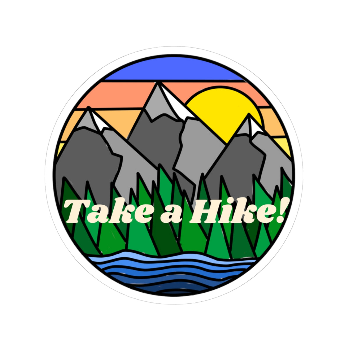 Take a Hike! (stained glass graphic) - Kiss-Cut Stickers - Perfect for Outdoor Enthusiasts and Nature Lovers