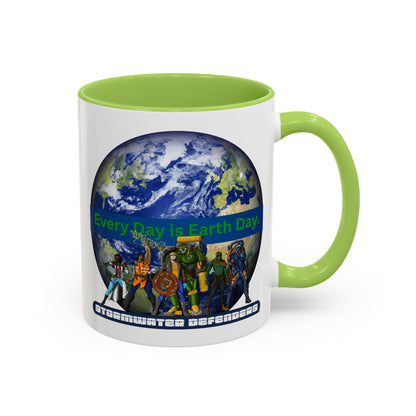 Earth Day Coffee Mug — “Every Day is Earth Day with the Stormwater Defenders” Eco Defender Accent Mug