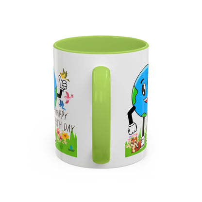 Happy Earth Day Squirrel & Birds Coffee Mug — Eco Accent Mug