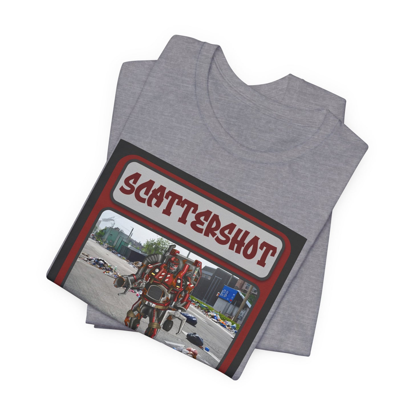 Scattershot Trading Card Graphic Tee - Fun Vintage Style T-Shirt for Casual Wear