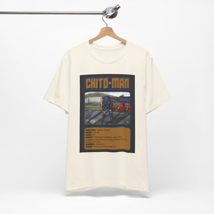 Chito-Man Trading Card Graphic Tee - Unisex Jersey Short Sleeve Shirt for Fans of Adventure and Training