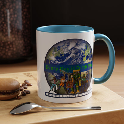 Earth Day Coffee Mug — “Every Day is Earth Day with the Stormwater Defenders” Eco Defender Accent Mug