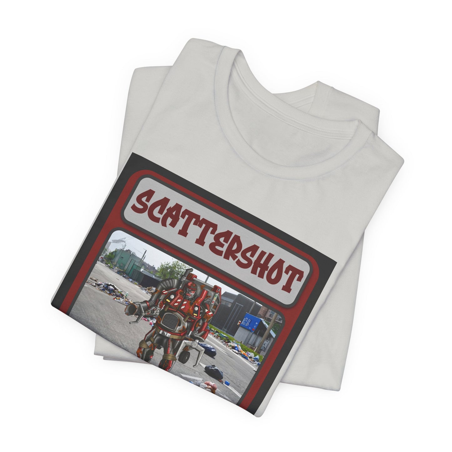 Scattershot Trading Card Graphic Tee - Fun Vintage Style T-Shirt for Casual Wear