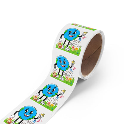 Happy Earth Day Squirrel & Birds - Square Sticker Roll — "Happy Earth Day" Eco Celebration Labels