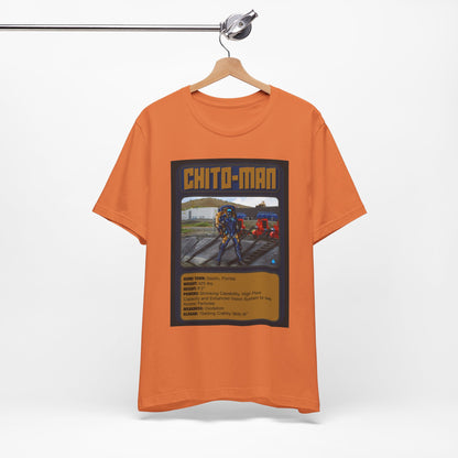 Chito-Man Trading Card Graphic Tee - Unisex Jersey Short Sleeve Shirt for Fans of Adventure and Training