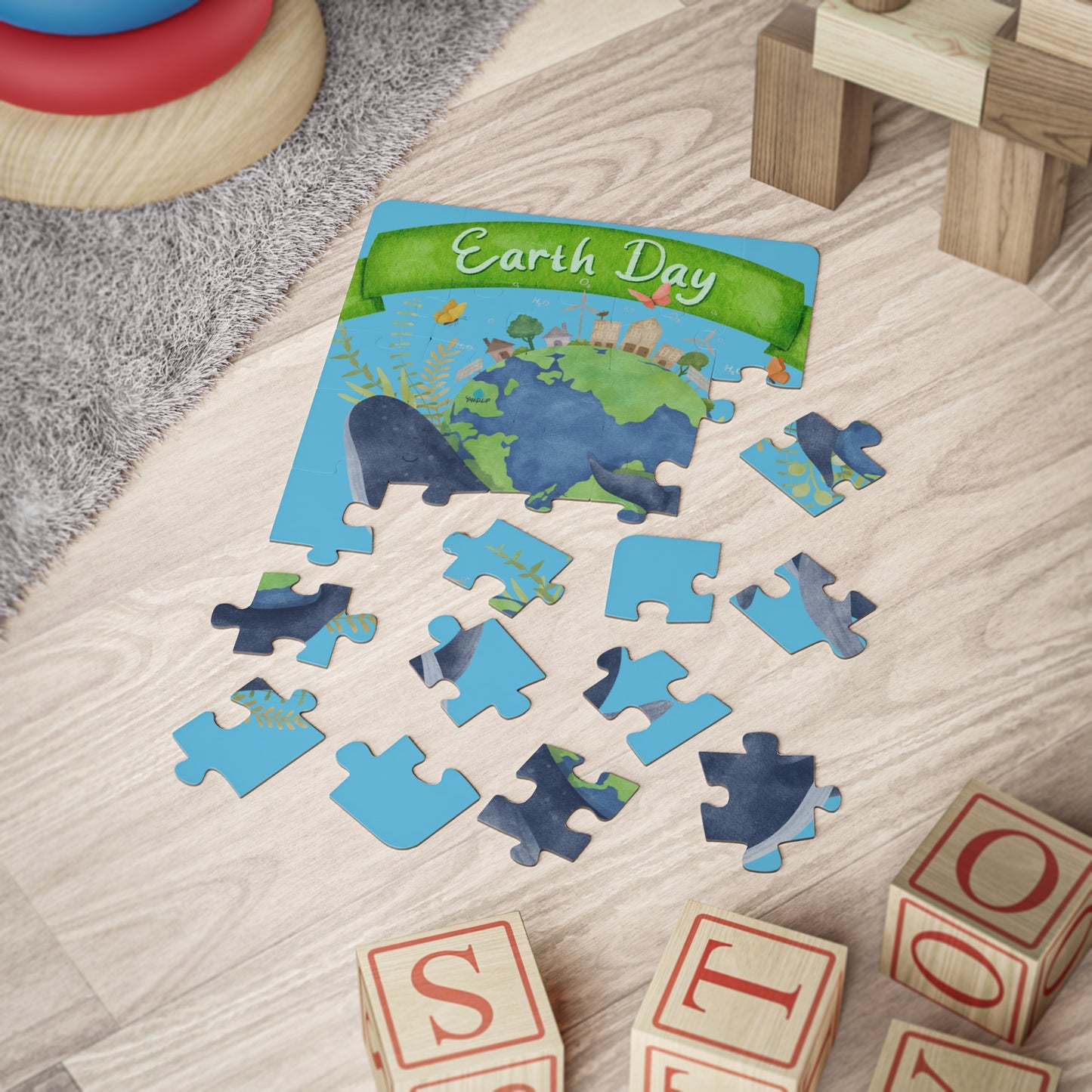 Earth Day Whale Kids Puzzle — 30-Piece Educational Jigsaw for Children