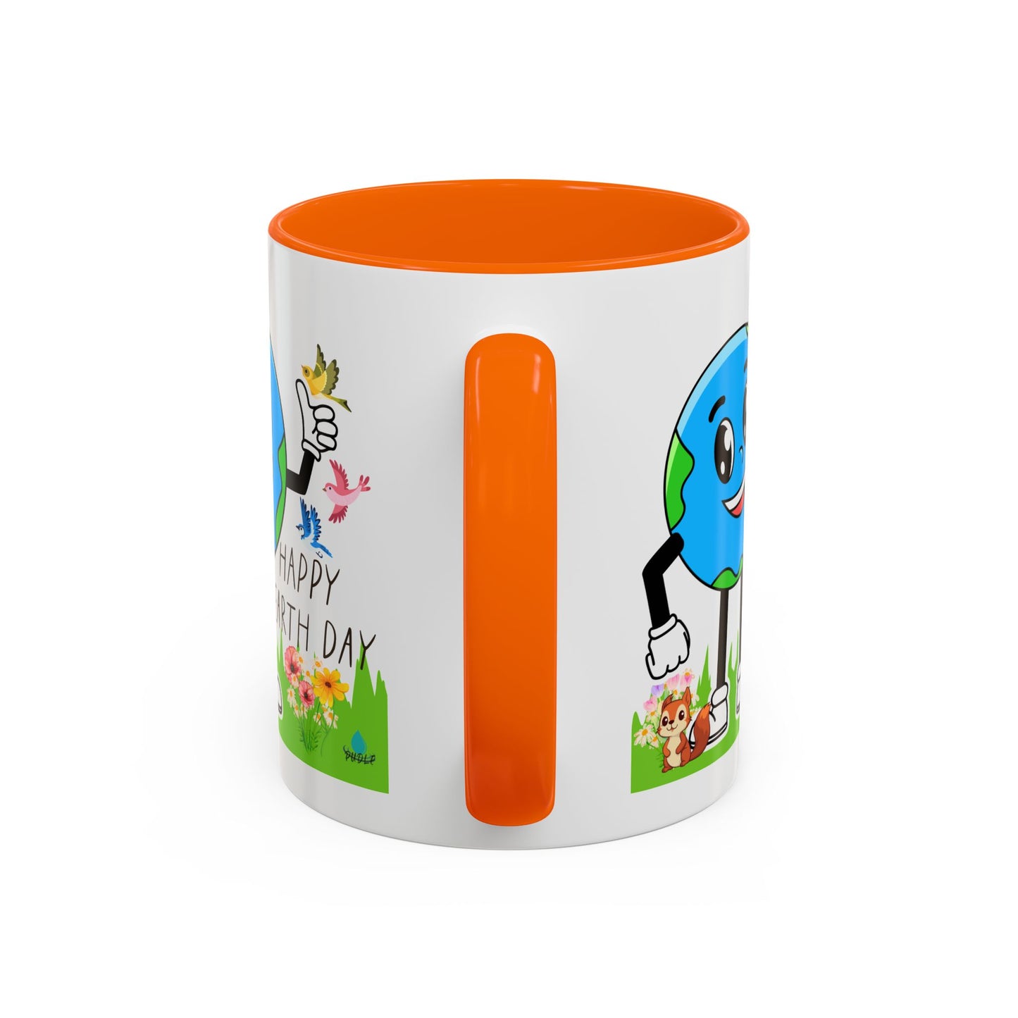 Happy Earth Day Squirrel & Birds Coffee Mug — Eco Accent Mug