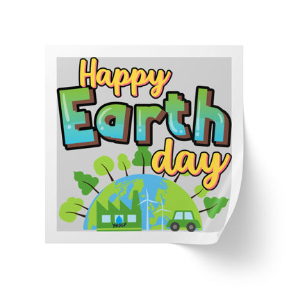 Happy Earth Day Square Sticker Roll — "Happy Earth Day" Eco Celebration Labels