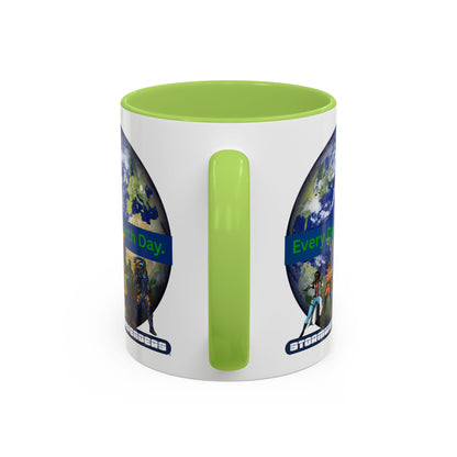 Earth Day Coffee Mug — “Every Day is Earth Day with the Stormwater Defenders” Eco Defender Accent Mug