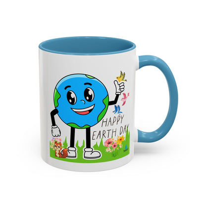 Happy Earth Day Squirrel & Birds Coffee Mug — Eco Accent Mug