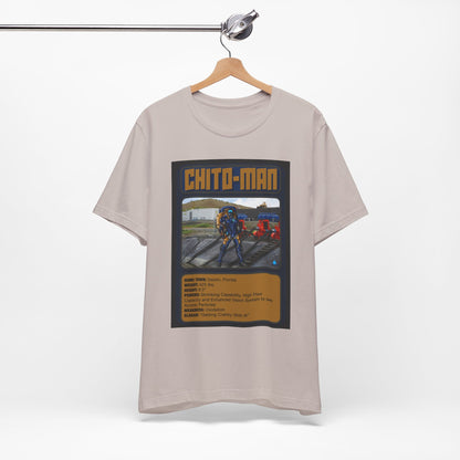 Chito-Man Trading Card Graphic Tee - Unisex Jersey Short Sleeve Shirt for Fans of Adventure and Training