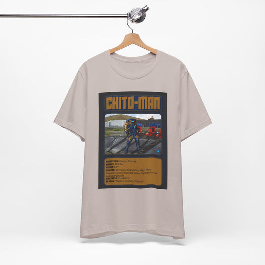 Chito-Man Trading Card Graphic Tee - Unisex Jersey Short Sleeve Shirt for Fans of Adventure and Training