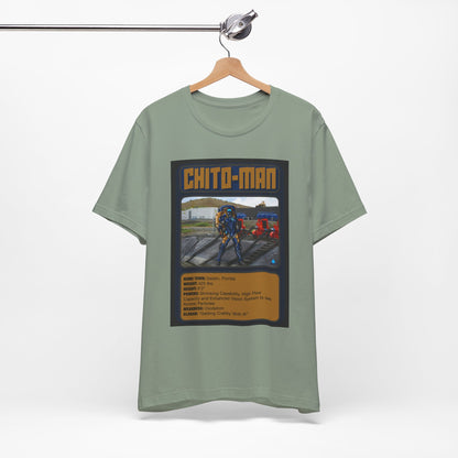 Chito-Man Trading Card Graphic Tee - Unisex Jersey Short Sleeve Shirt for Fans of Adventure and Training