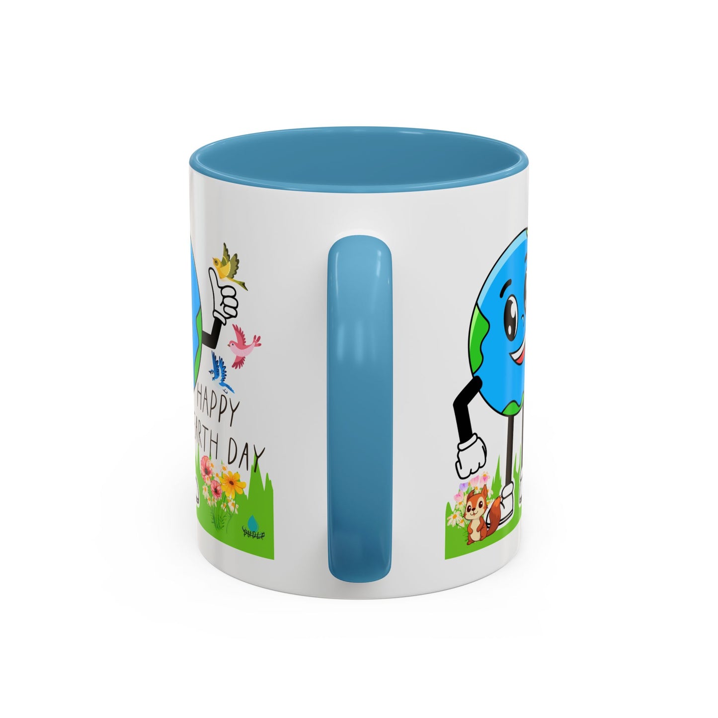 Happy Earth Day Squirrel & Birds Coffee Mug — Eco Accent Mug