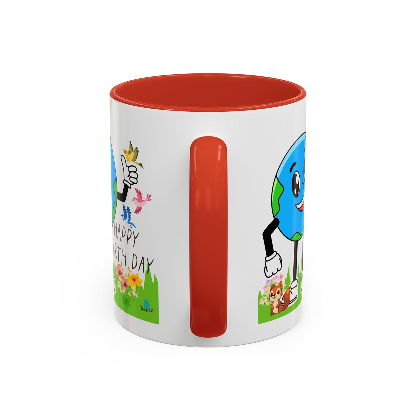 Happy Earth Day Squirrel & Birds Coffee Mug — Eco Accent Mug