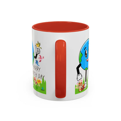 Happy Earth Day Squirrel & Birds Coffee Mug — Eco Accent Mug