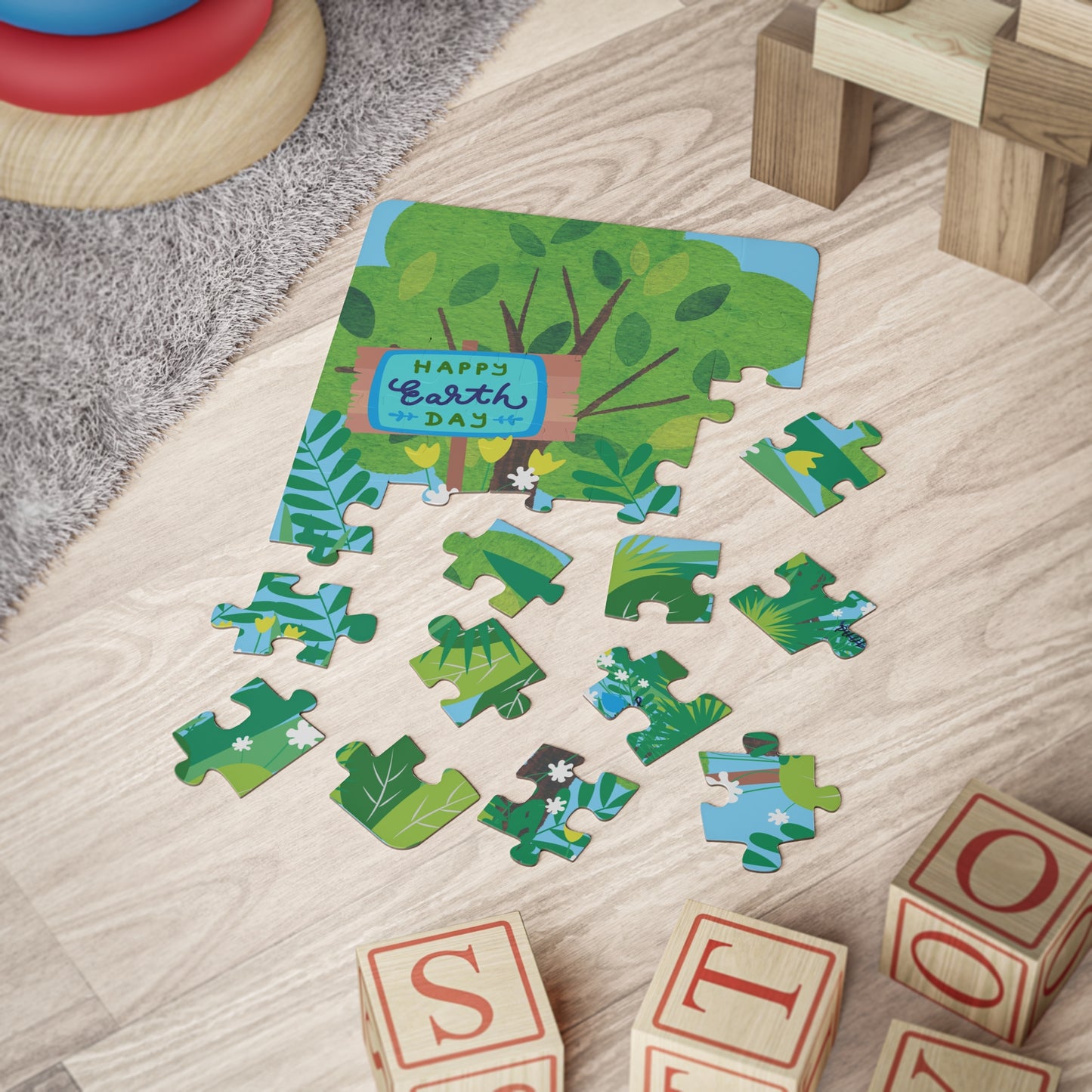 Happy Earth Day Garden Kids Puzzle — 30-Piece Educational Jigsaw for Children