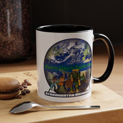 Earth Day Coffee Mug — “Every Day is Earth Day with the Stormwater Defenders” Eco Defender Accent Mug