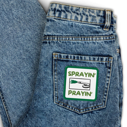 Sprayin' Prayin' (white) - Embroidered patch