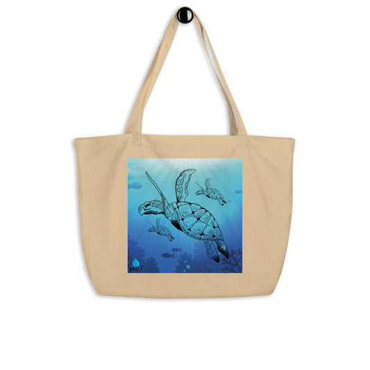 Turtle drawing - Large organic tote bag