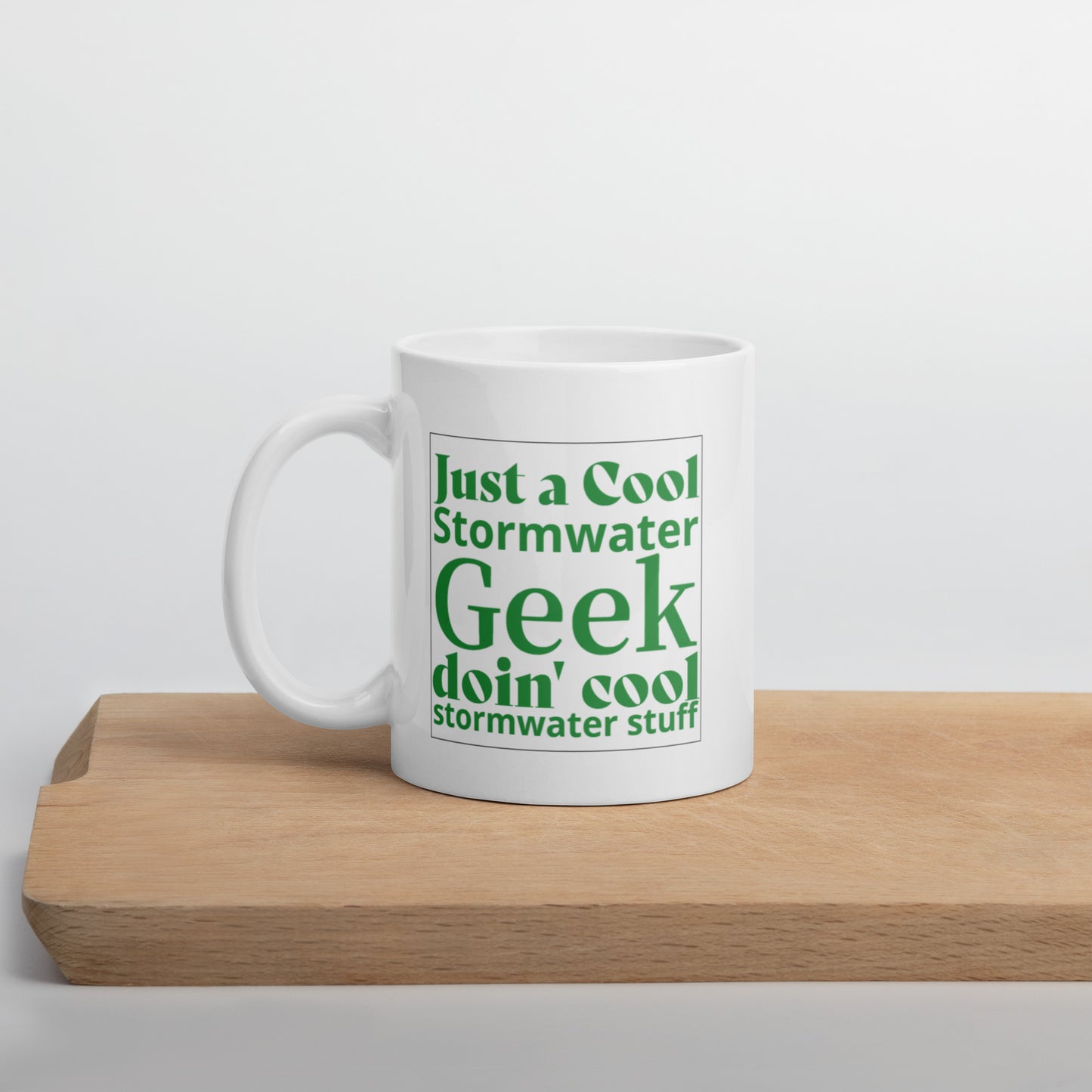 Cool Stormwater Geek (green) - White glossy mug