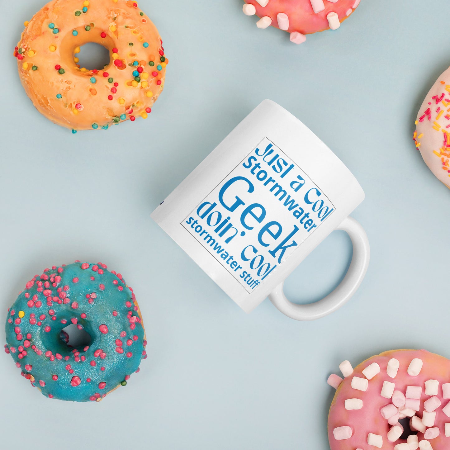 Cool Stormwater Geek (blue) - White glossy mug