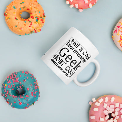 Cool Stormwater Geek (blk) - White glossy mug