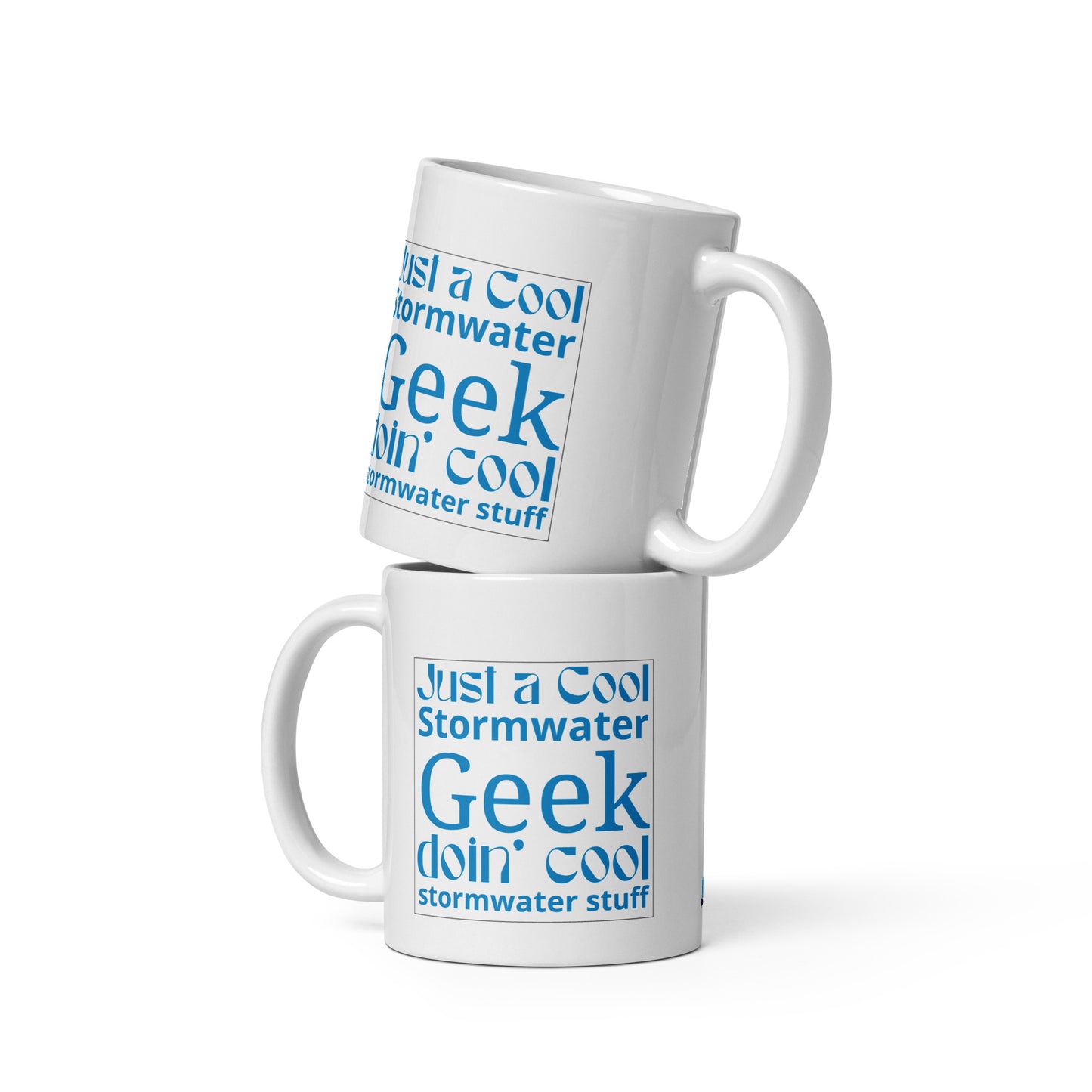 Cool Stormwater Geek (blue) - White glossy mug