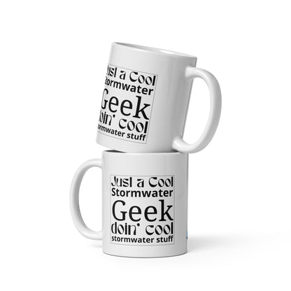 Cool Stormwater Geek (blk) - White glossy mug