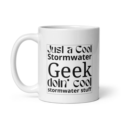 Cool Stormwater Geek (blk) - White glossy mug