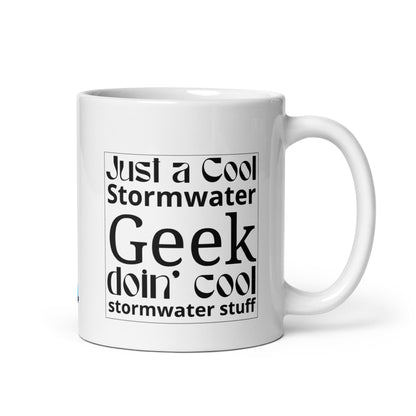 Cool Stormwater Geek (blk) - White glossy mug