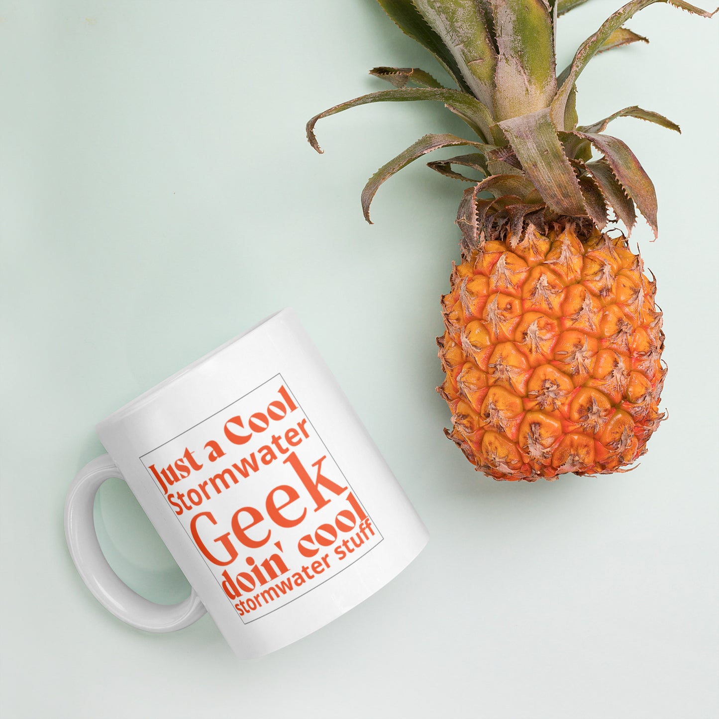 Cool Stormwater Geek (orange) - White glossy mug