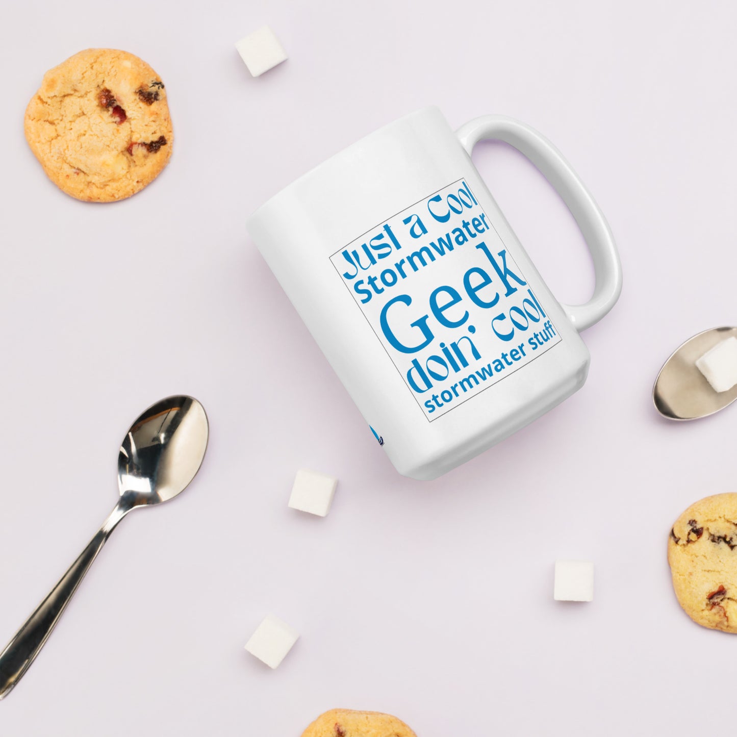 Cool Stormwater Geek (blue) - White glossy mug
